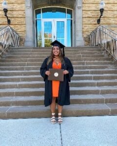 Paige Muttillo smiles at her graduation